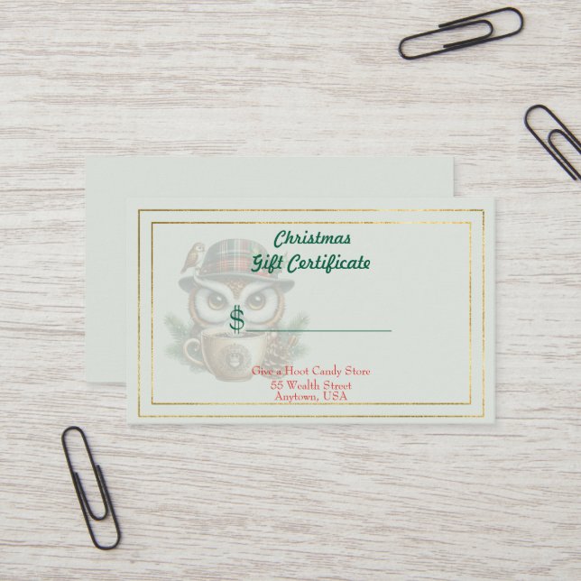 Certificado de Presente da Loja de Doces de Natal (Frente/Verso In Situ)