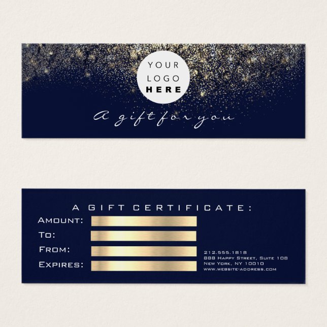 Certificado de Presente de Bela Logotipo Dourado d (Frente & Verso)