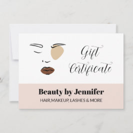 Certificado de presente de beleza de rosto minimal