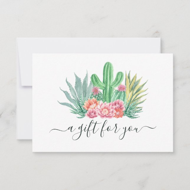 Certificado de Presente de Cacto em Aquarela (Frente)