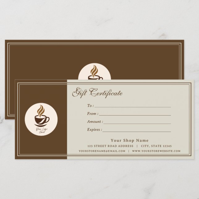 Certificado de Presente de Café Personalizado | Pe (Frente/Verso)