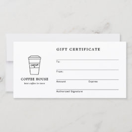 Certificado de Presente de Café Preto e Branco Fof