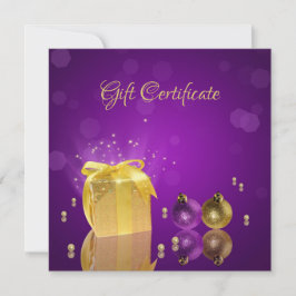 Certificado de presente de caixa de Natal do ouro