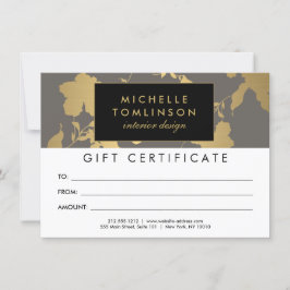 Certificado de Presente de Cinza de Padrão Floral