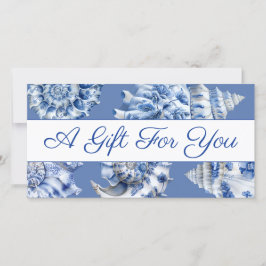 Certificado de presente de conchas azuis oceânicas