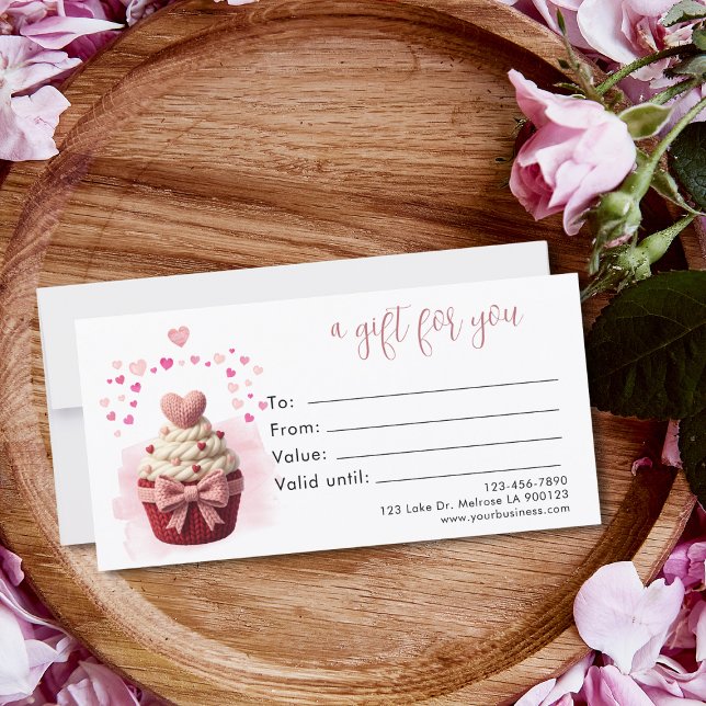 Certificado de Presente de Cupcake Coquette Crochê (Faux crochet Cupcake Bakery Gift certificate)