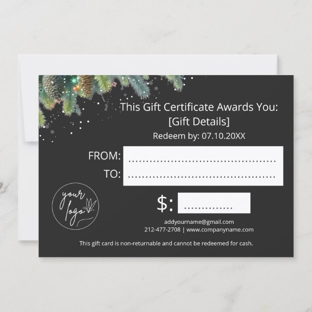 Certificado de Presente de Enfeites de Natal Logo (Verso)