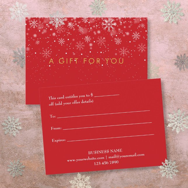 Certificado de Presente de Férias Chic Flocos de N (Chic Holiday Business Snowflakes Gift Certificate)