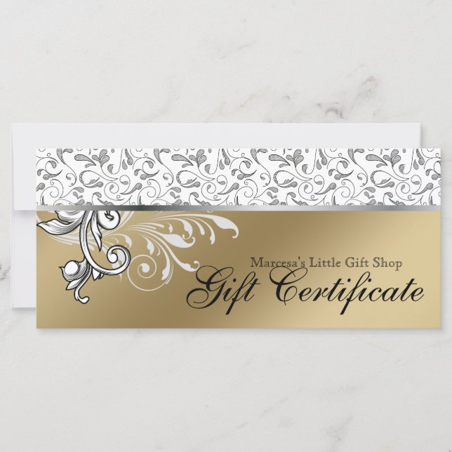 Certificado de Presente de Férias Elegante Floral  (Frente)