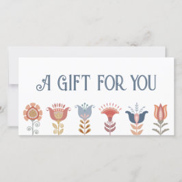 certificado de presente de flores de boho folk art