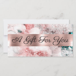 Certificado de presente de folha de ouro com rosa