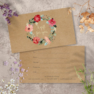Certificado de Presente de Grinalda Floral Rústica