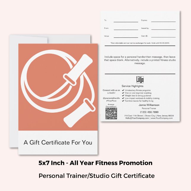 Certificado de Presente de Hábitos Saudáveis Laran (5"x7" Orange White Healthy Habits Gift Certificate)