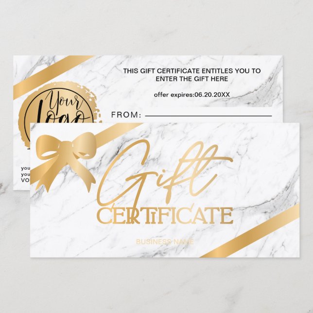 Certificado de presente de logotipo de fita de fol (Frente/Verso)