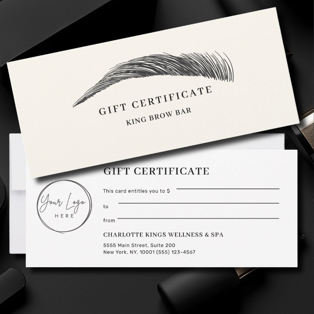 Certificado de Presente de Logotipo de Sobrancelha (Minimal Eyebrow Custom Logo Gift Certificate)