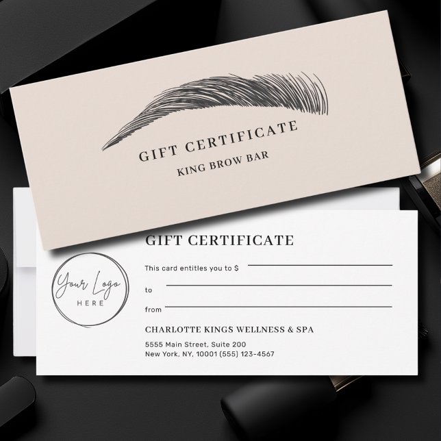 Certificado de Presente de Logotipo de Sobrancelha (Minimal Eyebrow Custom Logo Gift Certificate)