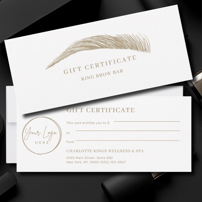 Certificado de Presente de Logotipo de Sobrancelha (Minimal Eyebrow Custom Logo Gift Certificate)