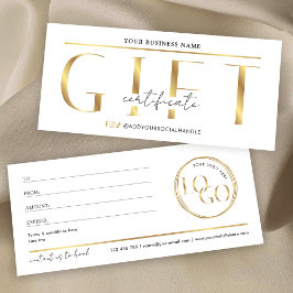 Certificado de Presente de Logotipo Dourado Glam S