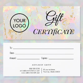 certificado de presente de logotipo opal stone