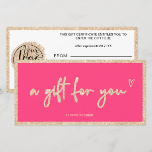 Certificado de presente de logotipo rosa Dourado c