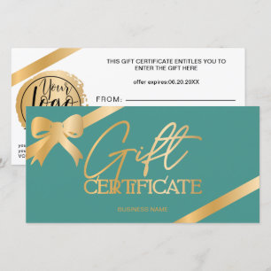 Certificado de presente de logotipo verde de fita