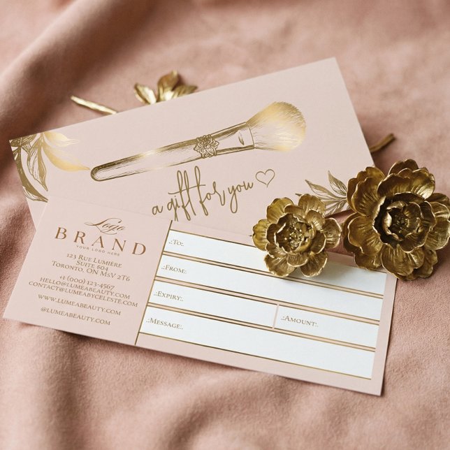 Certificado de Presente de Maquiagem de Luxo em Ou (Luxury Gold Makeup Studio Gift Certificate)