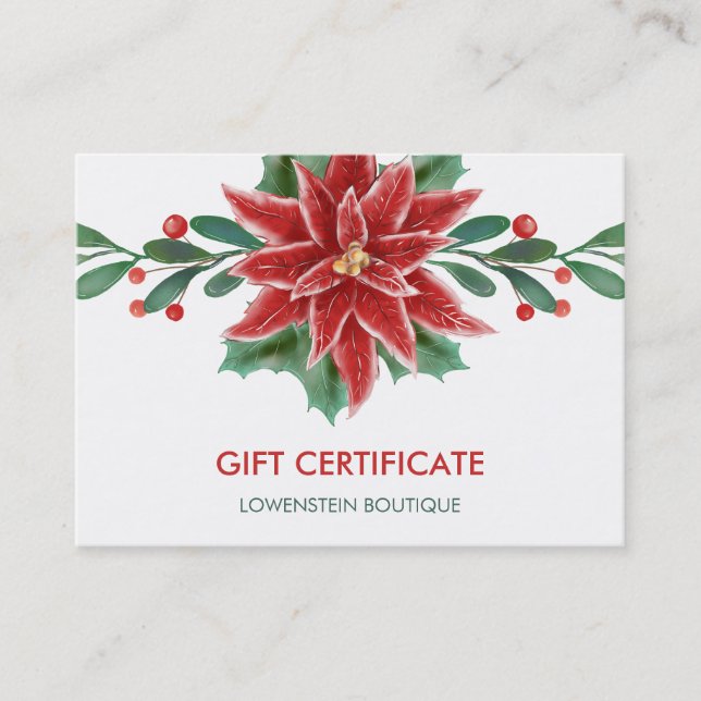 Certificado de Presente de Natal de Red Poinsettia (Frente)