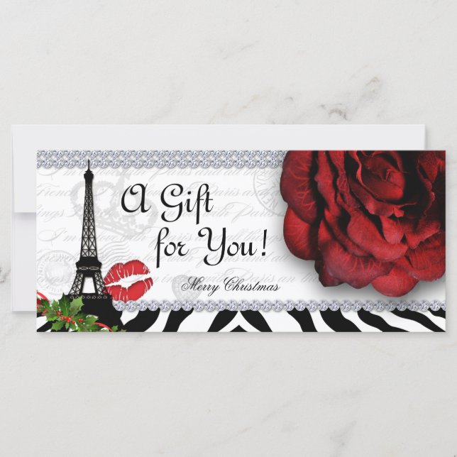 Certificado de Presente de Natal de Salão - Rosa d (Frente)