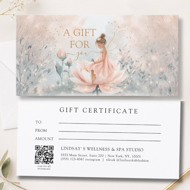 Certificado de Presente de Negócios Código QR da F (Whimsical Fairy QR Code Business Gift Certificate)