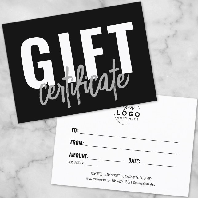 Certificado de Presente de Negócios com Letra Mode (Logo Modern Script Business Gift Certificate)