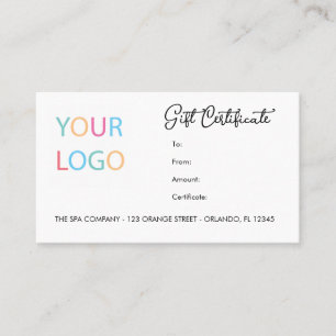 Certificado de Presente de Negócios com Logotipo d
