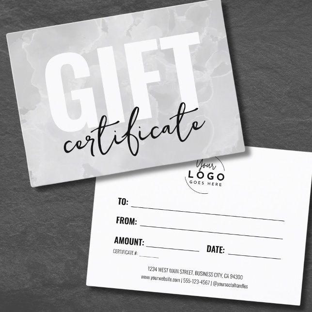 Certificado de Presente de Negócios com Logotipo M (Watercolor Your Logo Business Gift Certificate)