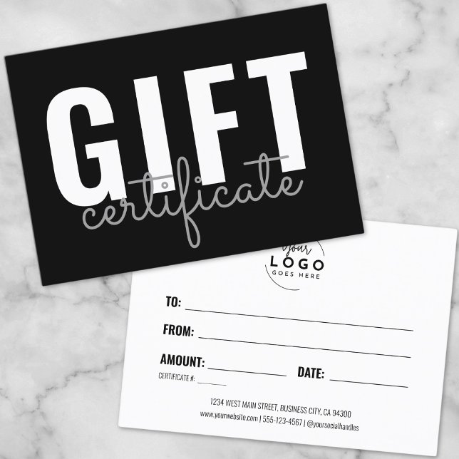 Certificado de Presente de Negócios com Roteiro Mi (Modern Script Logo Business Gift Certificate)