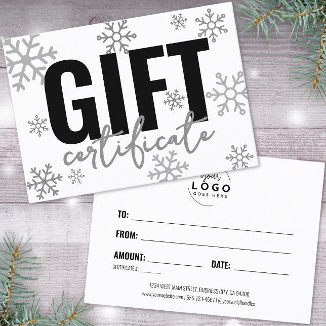 Certificado de Presente de Negócios de Inverno (Logo Winter Holiday Business Gift Certificate)