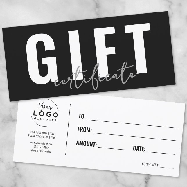 Certificado de Presente de Negócios do Roteiro Mod (Logo Modern Script Business Gift Certificate)