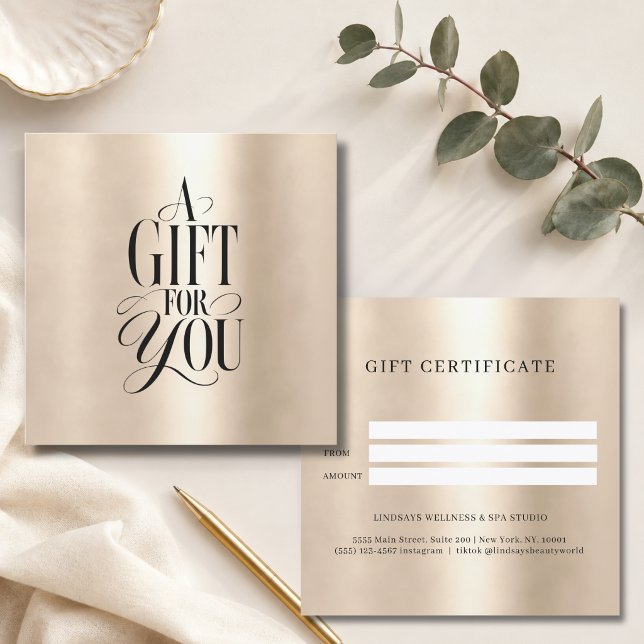 Certificado de Presente de Negócios Fonte Moderna  (Modern Script Font Business Gold Gift Certificate)