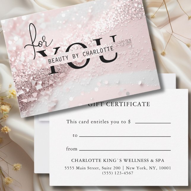 CERTIFICADO DE PRESENTE DE NEGÓCIOS GLITTER | para (PERSONALIZED BUSINESS GIFT CERTIFICATE | Glitter.)