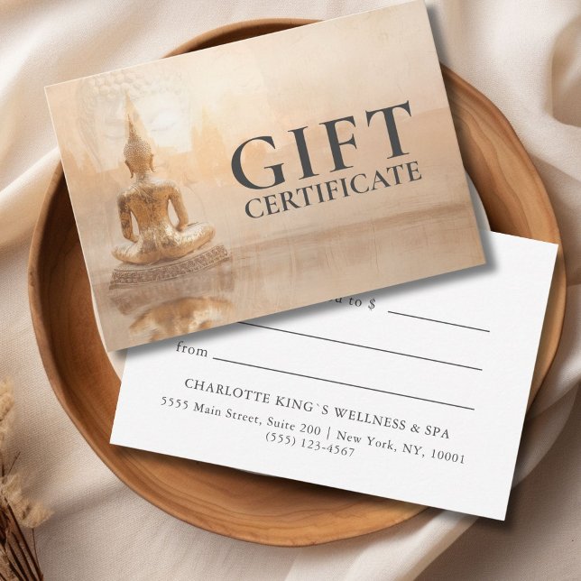 Certificado de Presente de Negócios Golden Buddha  (Golden Buddha – Salon Custom Business Gift Certificate)