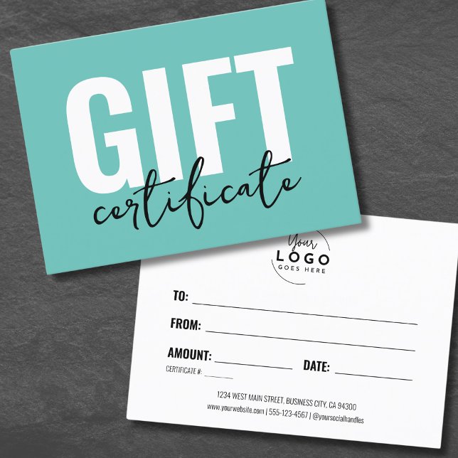 Certificado de Presente de Negócios Minimal Simple (Your Logo Chic Minimal Business Gift Certificate)