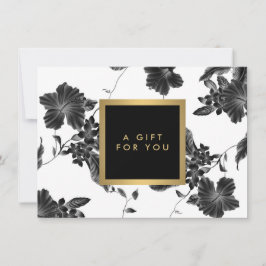 Certificado de Presente de Padrão Floral Preto Vin