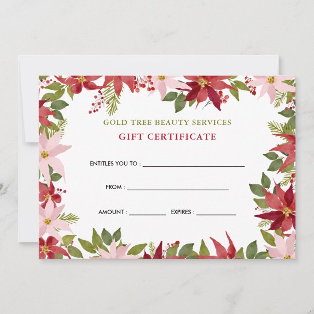 Certificado de Presente de Poinsettia Vermelha Flo (Frente)