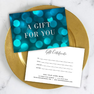 Certificado de Presente de Prata à Luz Azul Aqua