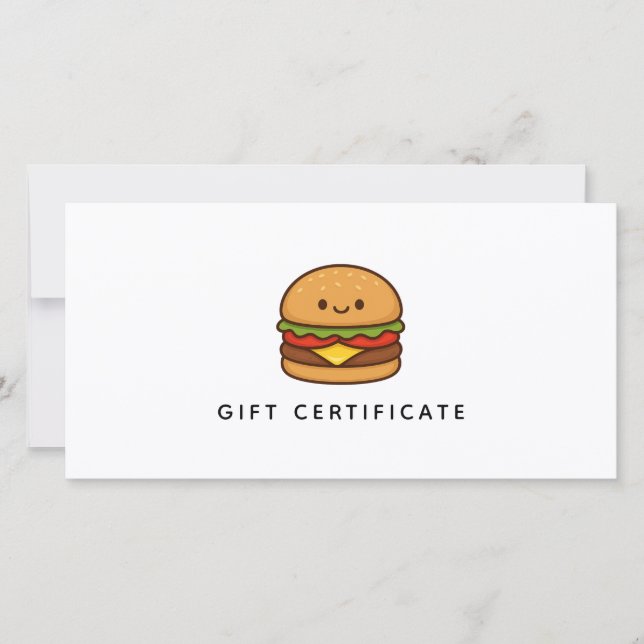 Certificado de Presente de Restaurante de Hambúrgu (Frente)