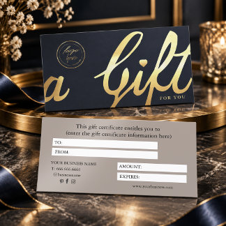 Certificado de Presente de Rótulo Dourado Elegante