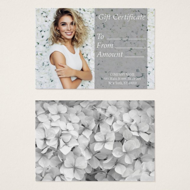 Certificado de Presente de Salão Branco (Frente & Verso)