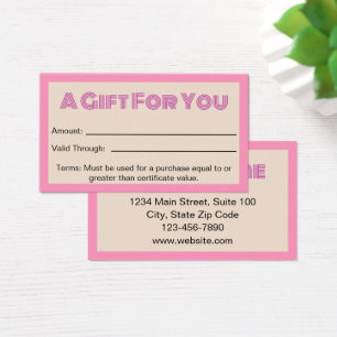Certificado de Presente de Salão de Bela Beige Ros
