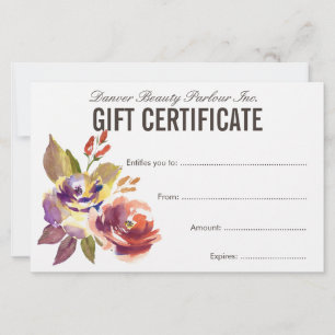 Certificado de Presente de Salão de Beleza Floral