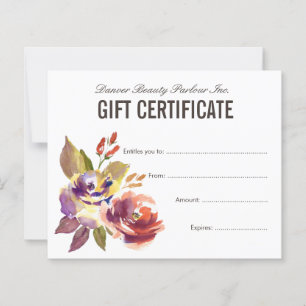 Certificado de Presente de Salão de Beleza Floral