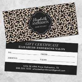Certificado de presente de salão de beleza Leopard