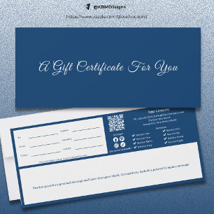 Certificado de Presente de Script Branco Azul Sofi